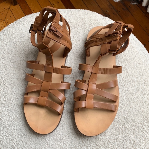 Zara caged leather gladiator fisherman sandal flats shoes EU 39 UK 6 new bnwt